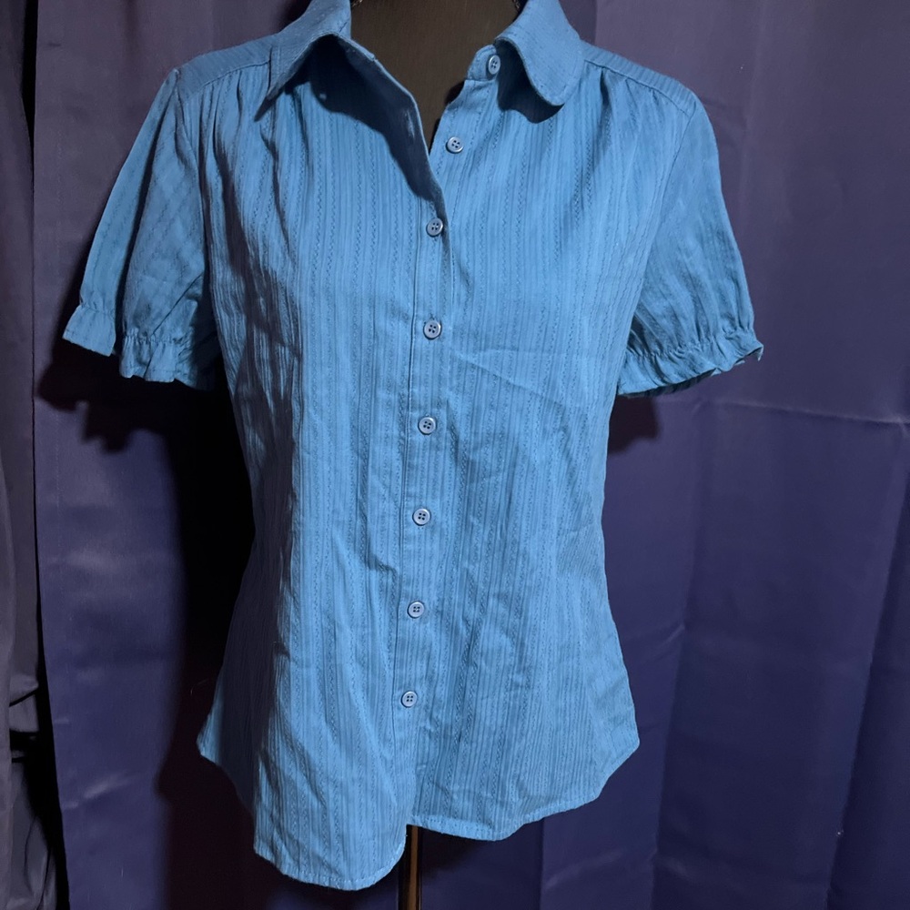 Allegra K Light Blue Button-Down Shirt